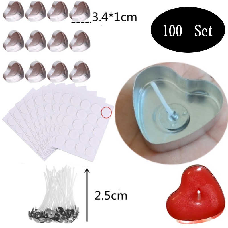 Candle Zero - 100 Set Bentuk Hati Kosong Aluminium