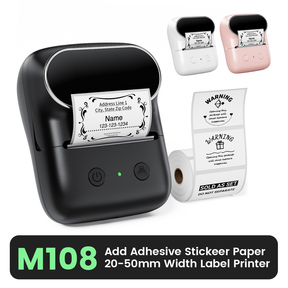 Sticker Label Template - Printer Label Bluetooth Nirkabel M108, Mesin