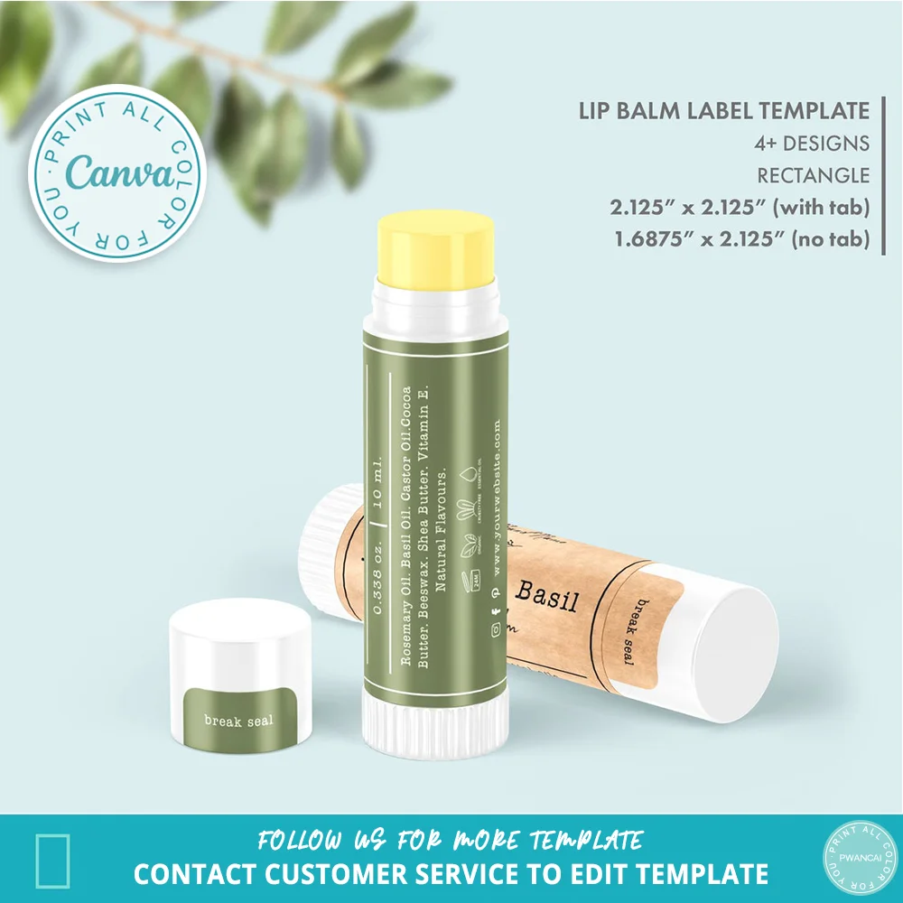 Templat Label Lip Balm Botani  - Sticker Label Template ulasan dan harga